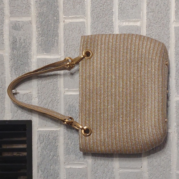 Eric Javits Women's Gold Handbag Tote Bag Purse Magnetic Closure - Picture 2 of 16